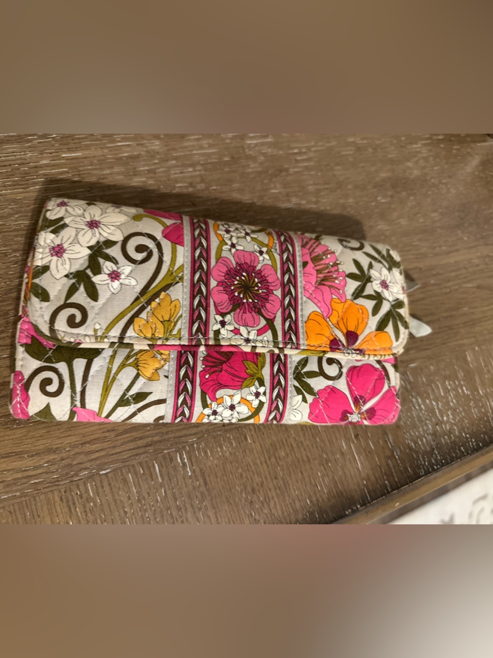 Vera Bradley Floral Quilted Wallet in Pink, Orange, Green, White